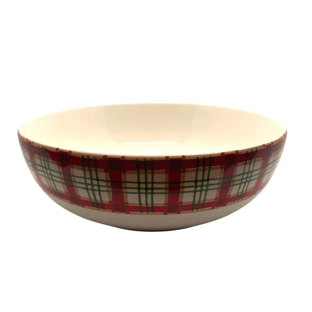 Tiffany & Co Vintage Este Ceramiche Plaid Serving Bowl Christmas Made in Italy